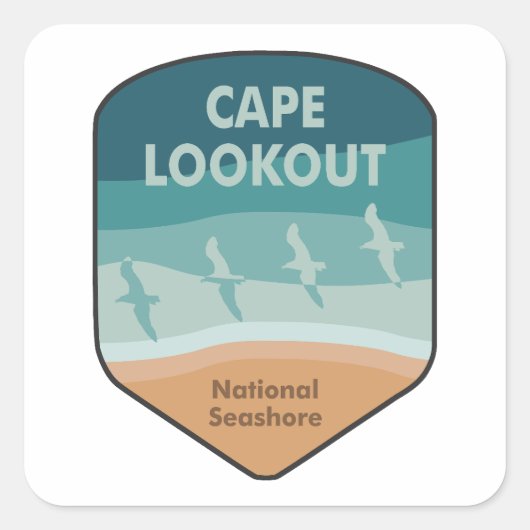Cape Lookout National Seashore Seagulls Vierkante Sticker (Voorkant)