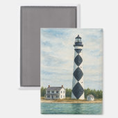 Cape Lookout Vuurtoren Aquarel Magneet (Voorkant / Achterkant)