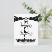 Cape Lookout, vuurtoren zwart-wit Briefkaart (Staand voorkant)