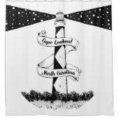 Cape Lookout, vuurtoren zwart-wit Douchegordijn (Voorkant)