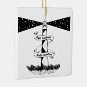 Cape Lookout, vuurtoren zwart-wit Keramisch Ornament (Rechts)