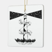 Cape Lookout, vuurtoren zwart-wit Keramisch Ornament (Links)