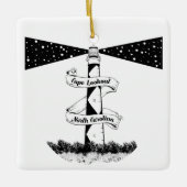 Cape Lookout, vuurtoren zwart-wit Keramisch Ornament (Voorkant)