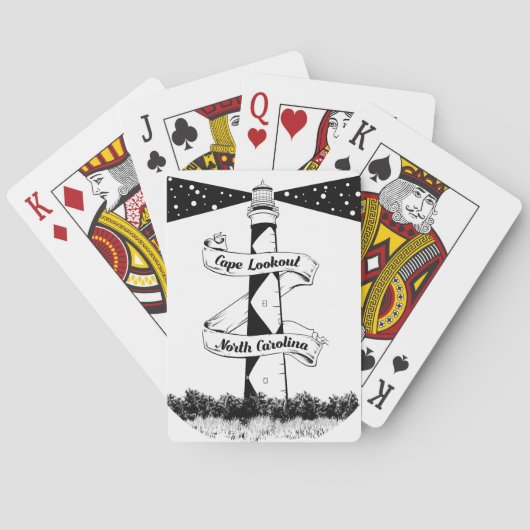 Cape Lookout, vuurtoren zwart-wit Pokerkaarten (Achterkant)