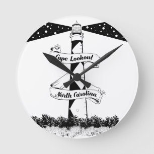 Cape Lookout, vuurtoren zwart-wit Ronde Klok