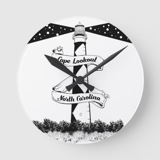 Cape Lookout, vuurtoren zwart-wit Ronde Klok (Voorkant)