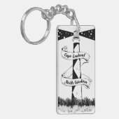Cape Lookout, vuurtoren zwart-wit Sleutelhanger (Voorkant Links)