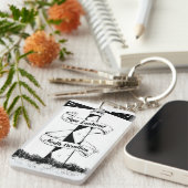 Cape Lookout, vuurtoren zwart-wit Sleutelhanger (Voorkant Rechts)