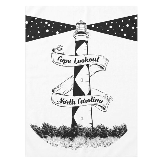 Cape Lookout, vuurtoren zwart-wit Tafelkleed (Voorkant)
