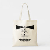 Cape Lookout, vuurtoren zwart-wit Tote Bag (Achterkant)