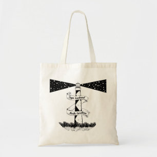 Cape Lookout, vuurtoren zwart-wit Tote Bag