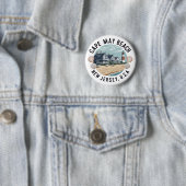Cape May Beach Retro Vignet Ronde Button 5,7 Cm (In situ)