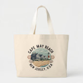 Cape May Beach Retro Vignette Grote Tote Bag (Voorkant)