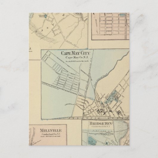 Cape May City, Salem, Vineland, Millville Briefkaart (Voorkant)