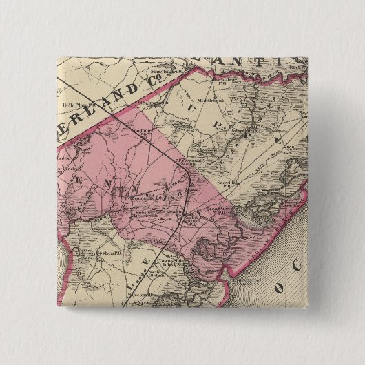 Cape May County, NJ Vierkante Button 5,1 Cm (Voorkant)
