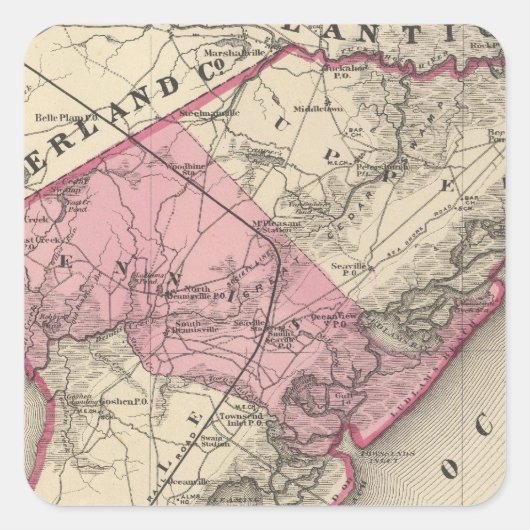 Cape May County, NJ Vierkante Sticker (Voorkant)