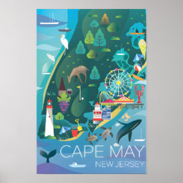Cape May Kaart Afdruk Poster