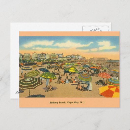  Cape May New Jersey Bathing Beach Briefkaart (Voorkant / Achterkant)