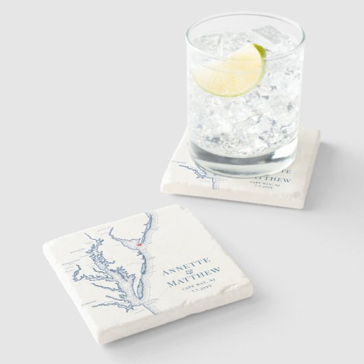 Cape May New Jersey bestemming bruiloft gunst Stenen Onderzetter (Zijkant)