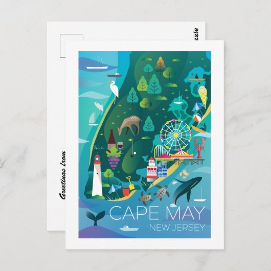 Cape May, New Jersey Briefkaart (Voorkant / Achterkant)