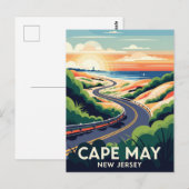 Cape May New Jersey Illustratie Reis Briefkaart (Voorkant / Achterkant)