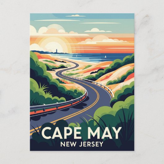 Cape May New Jersey Illustratie Reis Briefkaart (Voorkant)