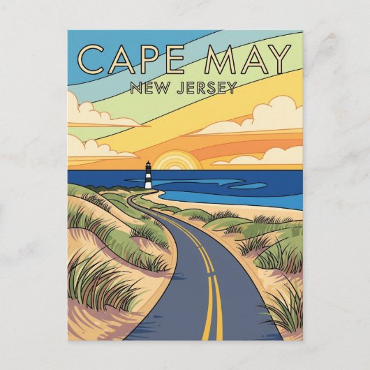Cape May New Jersey illustratie reizen Briefkaart (Voorkant)