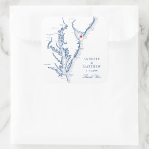 Cape May New Jersey Map Navy Wedding Favor Vierkante Sticker