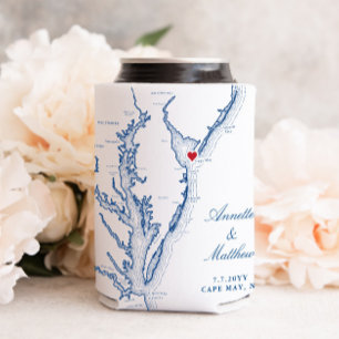 Cape May New Jersey Map Wedding Favor Drink Blikjeskoeler