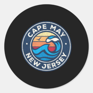 Cape May New Jersey NJ nautische golven Ronde Sticker