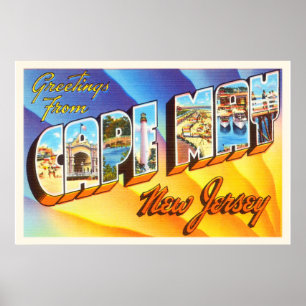 Cape May New Jersey NJ Vintage Travel Briefkaart- Poster