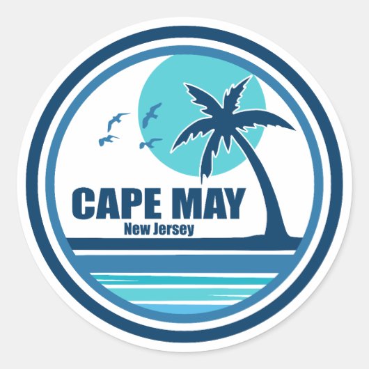 Cape May New Jersey Palmboom Vogels Ronde Sticker (Voorkant)