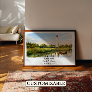 Cape May New Jersey Poster, Aquarel, Op Maat Poster