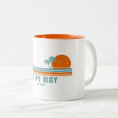 Cape May New Jersey Sun Palm Trees Tweekleurige Koffiemok (Voorkant rechts)