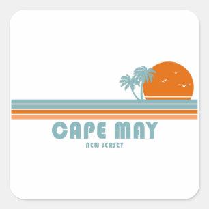 Cape May New Jersey Sun Palm Trees Vierkante Sticker
