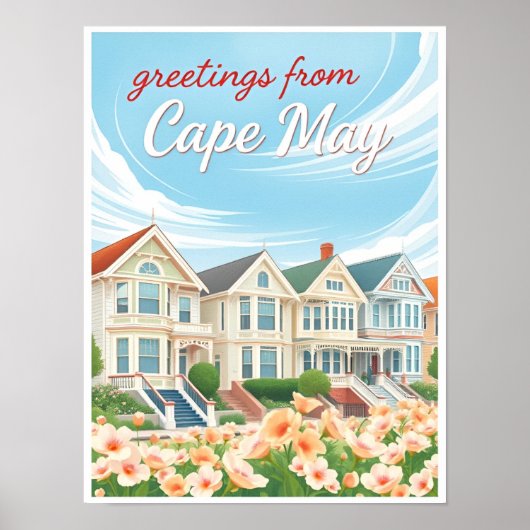 Cape May, New Jersey – Victoriaanse huizen Poster (Voorkant)