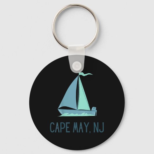 Cape May New Jersey Zeilen Zeilboot Strand Sleutelhanger (Voorkant)