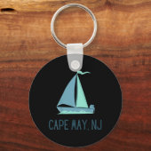 Cape May New Jersey Zeilen Zeilboot Strand Sleutelhanger (Voorkant)