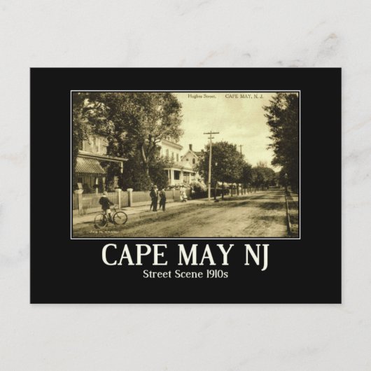 Cape May NJ Hughes St, jaren 1910 Briefkaart (Voorkant)