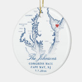 Cape May NJ Kaart Marine Trouwfoto Kerstmis Keramisch Ornament (Links)