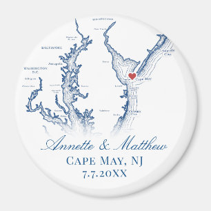 Cape May NJ Kaart Trouwgunst Aandenken Magneet