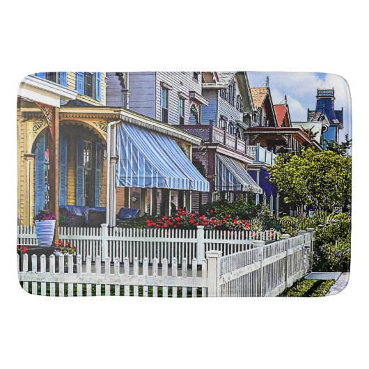 Cape May NJ - Kleurrijke Victoriaanse Straat Badmat (Voorkant)