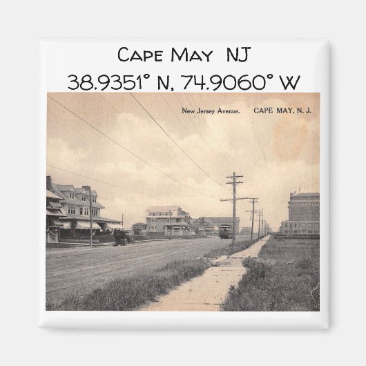 Cape May NJ Map Coördineert  stijl Magneet (Voorkant)