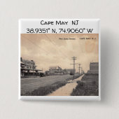 Cape May NJ Map Coördineert  stijl Vierkante Button 5,1 Cm (Voorkant)