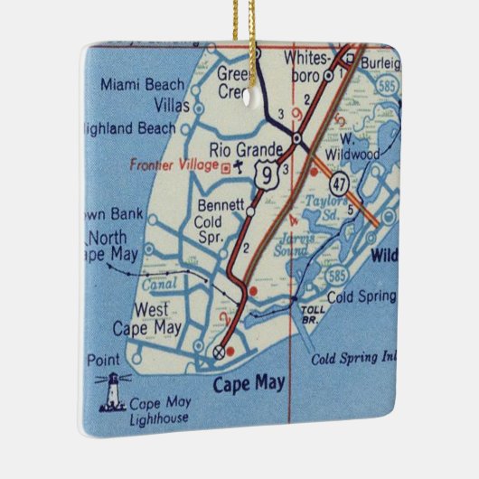 Cape May NJ  Map Keramisch Ornament (Rechts)