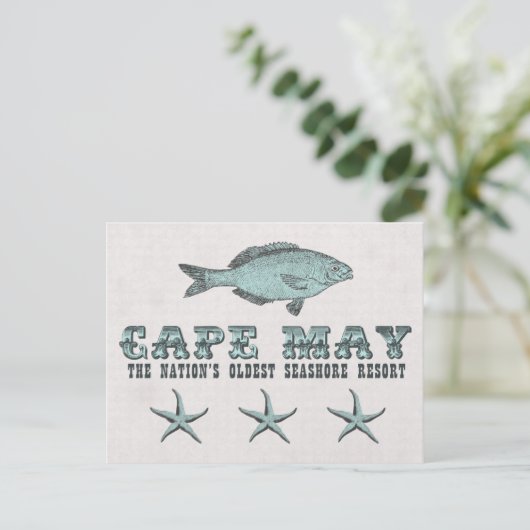  Cape May NJ Oudste Seashore Resort Beach Briefkaart (Staand voorkant)