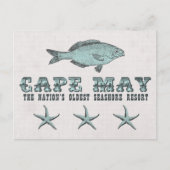  Cape May NJ Oudste Seashore Resort Beach Briefkaart (Voorkant)