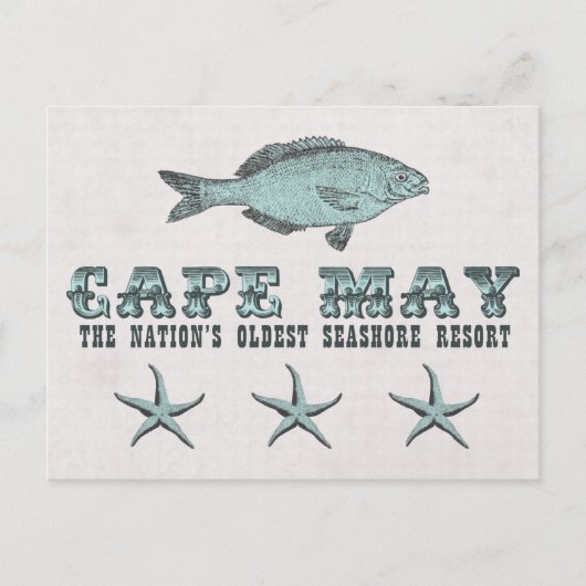  Cape May NJ Oudste Seashore Resort Beach Briefkaart (Voorkant)