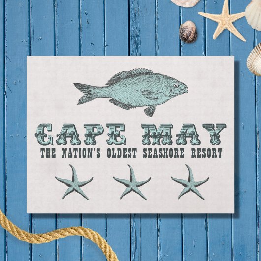  Cape May NJ Oudste Seashore Resort Beach Briefkaart