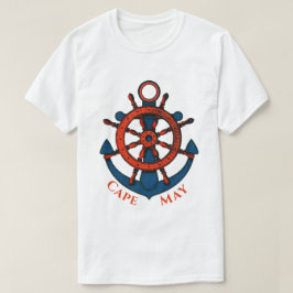 Cape May, NJ Sailing Ship's Wheel en Anchor T-shirt